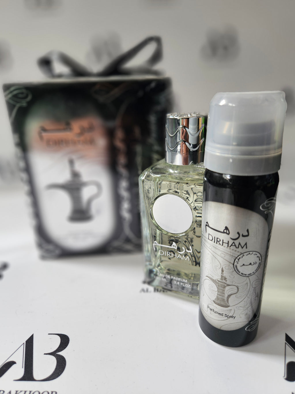 Silver Dirham perfume and spray set