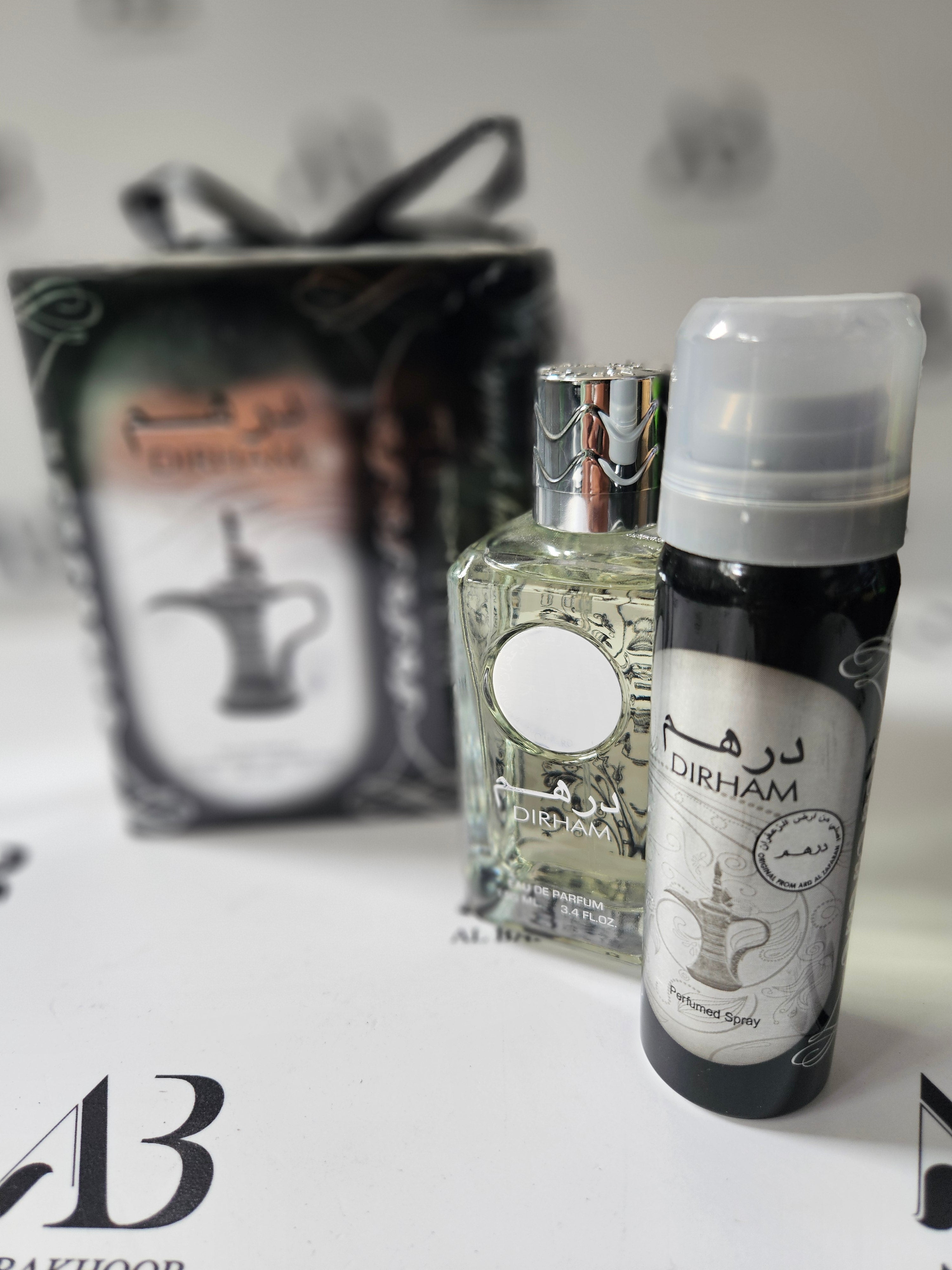 Silver Dirham perfume and spray set