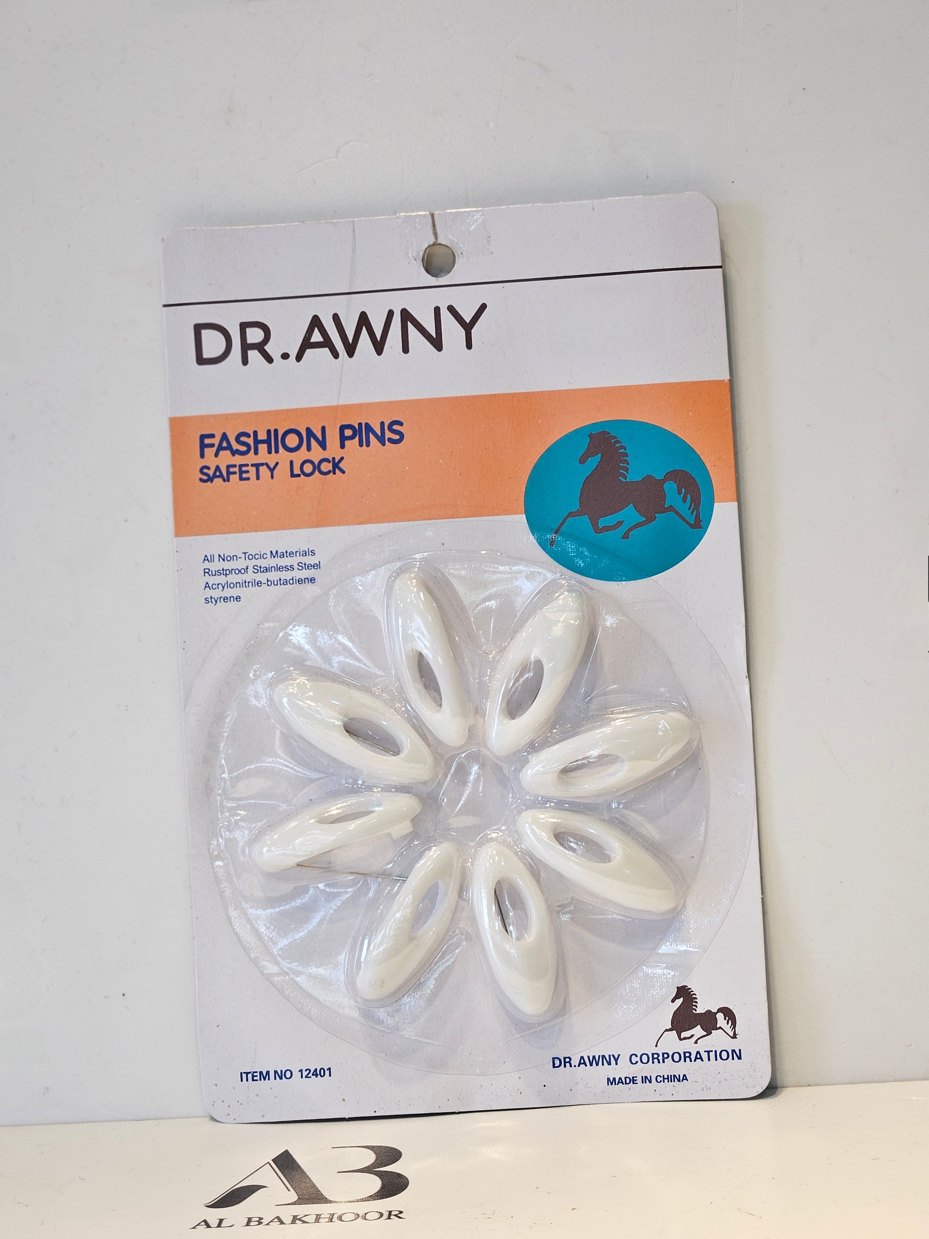 Pack of 8 white safety pins