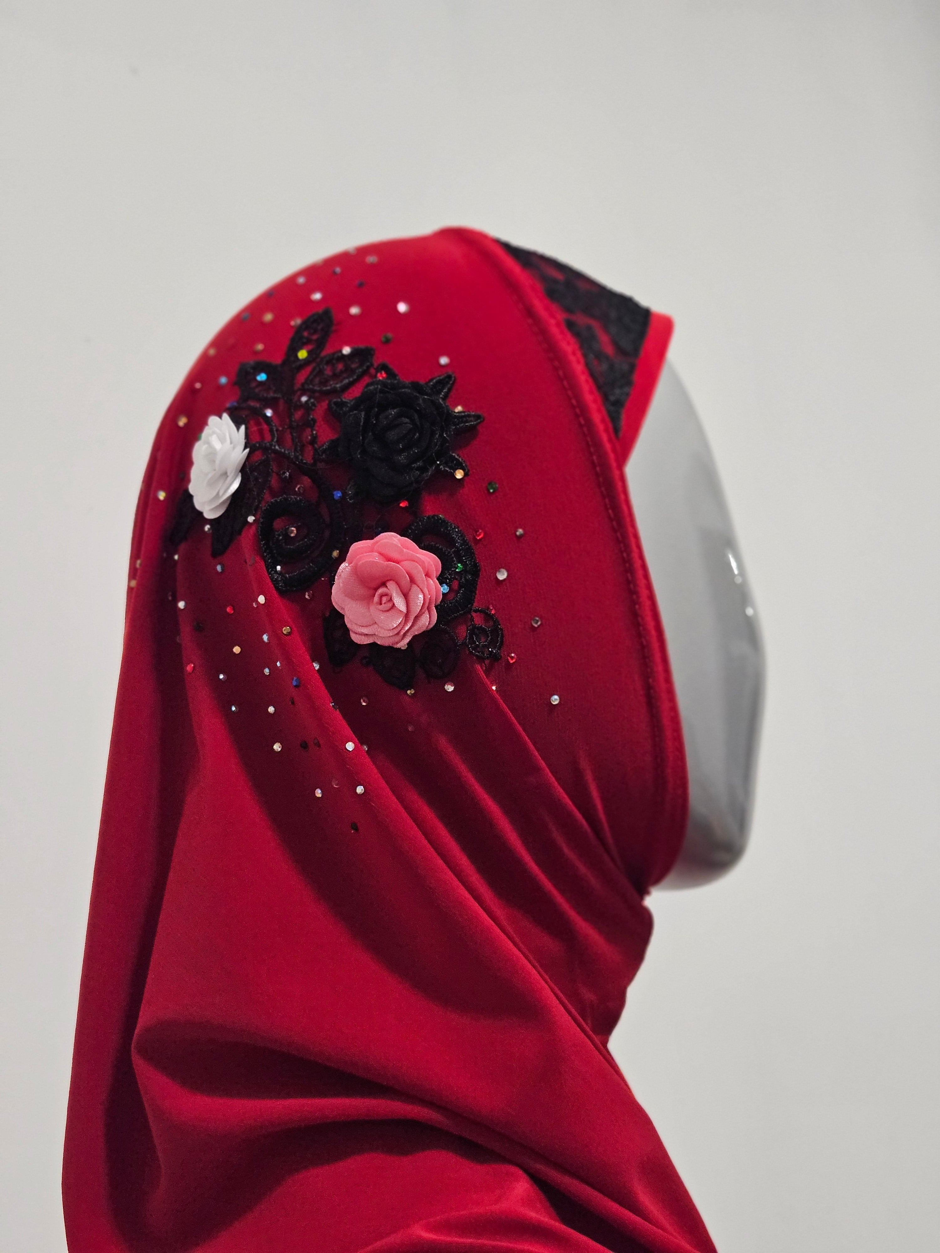 Girls Pull On Scarf with Flower Design