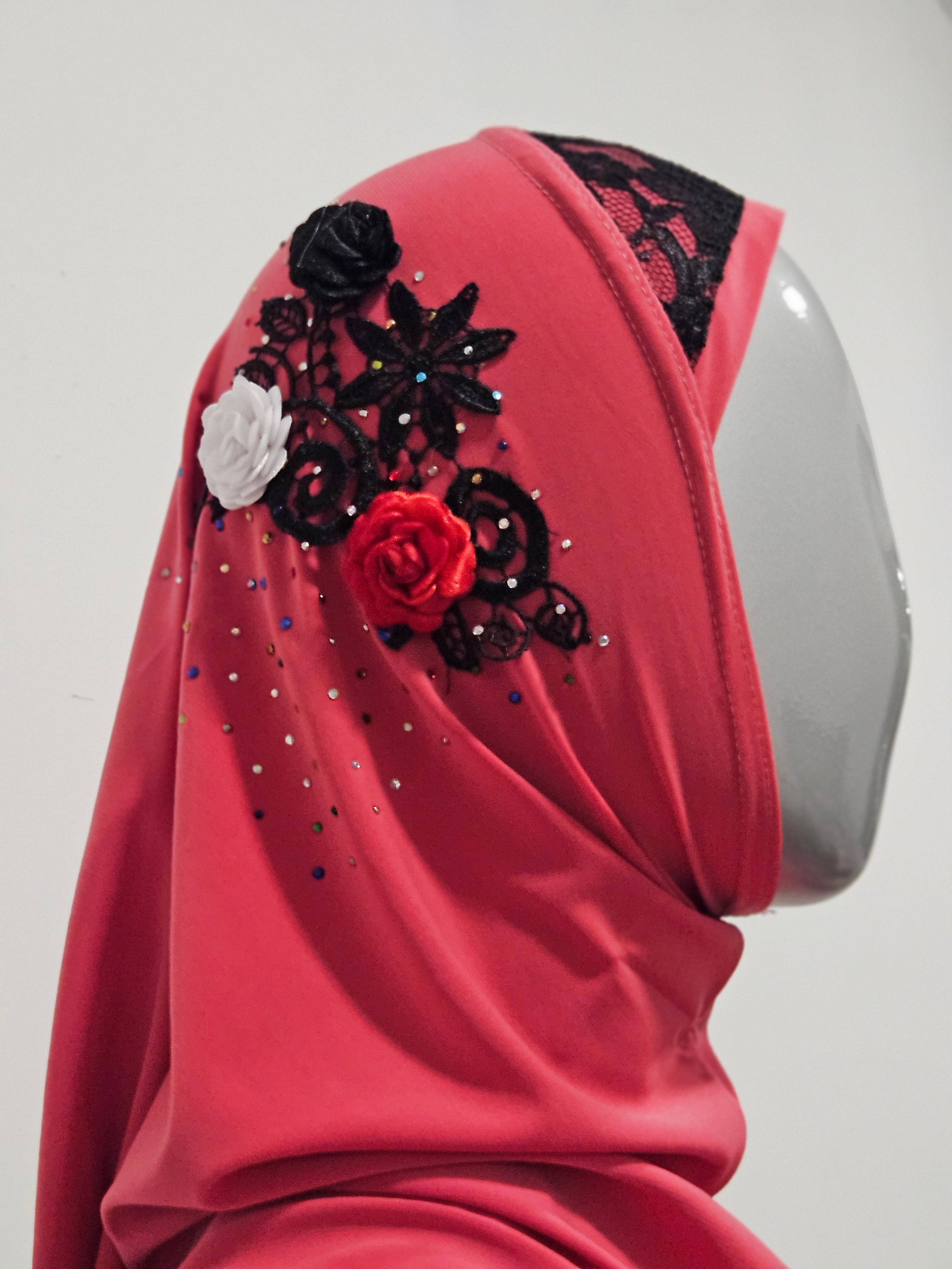 Girls Pull On Scarf with Flower Design